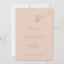 Minimal Blush Delicate Floral Wedding Invitation