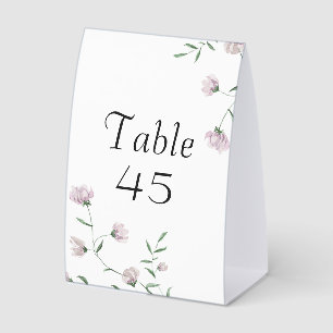 Minimal Blush Floral Folded Table Number Templates