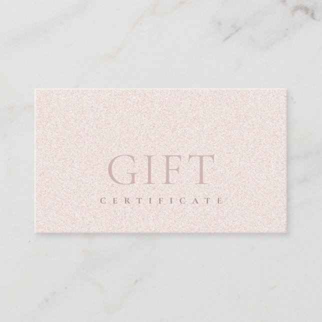 Minimal Blush Glitter Texture Gift Certificate (Front)