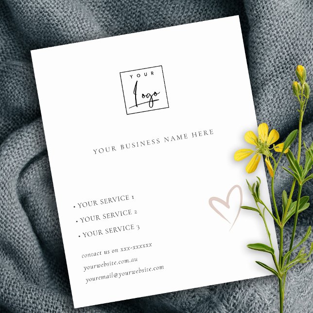 Minimal Blush Heart Kraft Business Service Logo Flyer (Creator Uploaded)