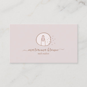 Minimal Blush Nail Stylist Beauty Salon Logo Business Card
