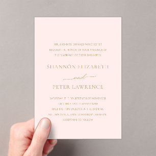 Minimal Blush Pink and Gold Formal Elegant Wedding Acrylic Invitations
