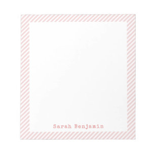 Minimal Blush Pink And White Striped Frame Elegant Notepad