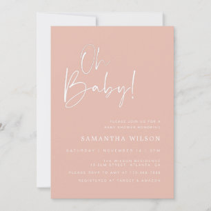 Minimal Blush Pink Baby Shower Invitation