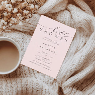 Minimal Blush Pink Bridal Shower Invitation