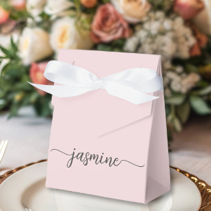 Minimal Blush Pink Girly Monogram Name Script  Favour Box