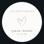 Minimal Blush Pink Heart Any Year Anniversary Classic Round Sticker<br><div class="desc">If you need any further customisation please feel free to message me on yellowfebstudio@gmail.com.</div>