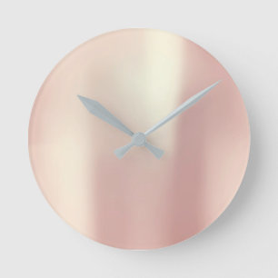 Minimal Blush Pink Rose Gold Blush Silk Metallic Round Clock