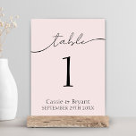 Minimal Blush Pink Wedding Table Number<br><div class="desc">Minimal Blush Pink Wedding Table Number to create a fun modern table setting for a classic wedding. Personalise it on the front and back.</div>