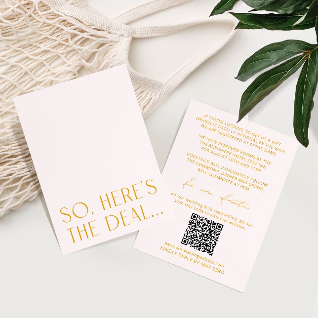 Minimal Blush Pink & Yellow Details Card & QR Code (Creator Uploaded)