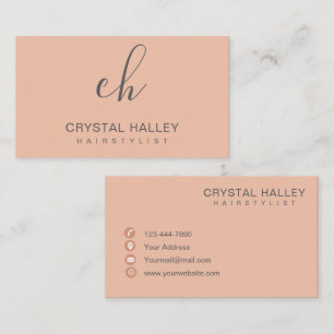 Minimal Blush Script Logo Hairstylist Business Card