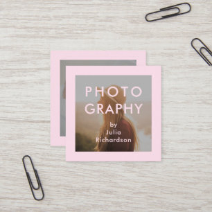 Minimal Blush Two Photos for Photographers Square Business Card