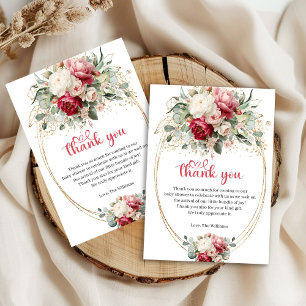 Minimal Blush White Greenery Baby Shower Thank You Card