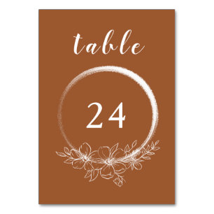 Minimal Bohemian Burnt Sienna Table Number Card