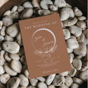 Minimal Bohemian Burnt Sienna Wedding Invitation