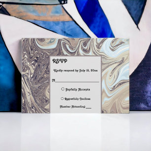 Minimal Bohemian Earth Tone Abstract Art Wedding RSVP Card