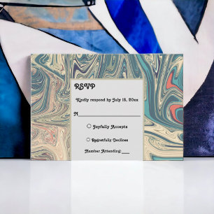Minimal Bohemian Grey Abstract Artistic Wedding RSVP Card