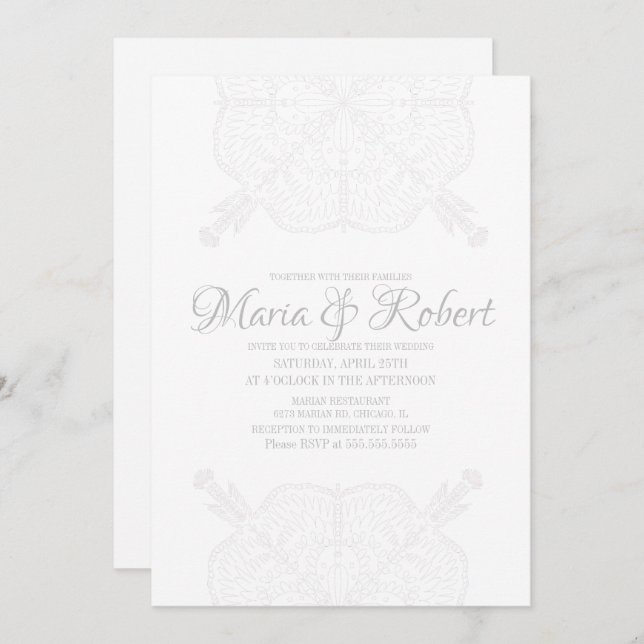 Minimal Bohemian Mandala Art Boho Wedding Invitation (Front/Back)