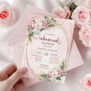 Minimal Bohemian Rose Gold Greenery Rehearsal   Invitation