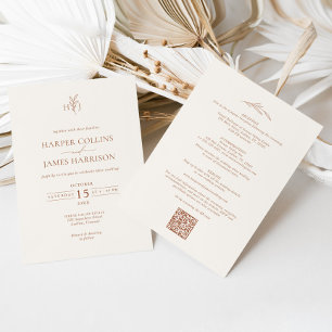 Minimal Boho Botanical All in One Wedding Invitation