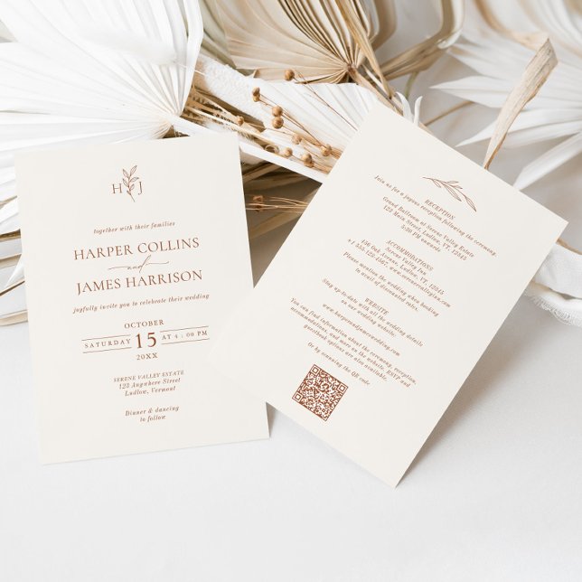 Minimal Boho Botanical All in One Wedding Invitation (Creator Uploaded)