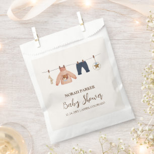 Minimal Boho Boy Winter Clothesline Baby Shower Favour Bag