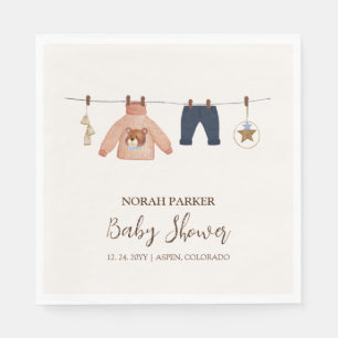 Minimal Boho Boy Winter Clothesline Baby Shower Napkin