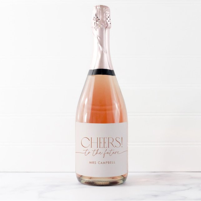 Minimal Boho Bridal Shower Neutral  Sparkling Wine Label (Creator Uploaded)