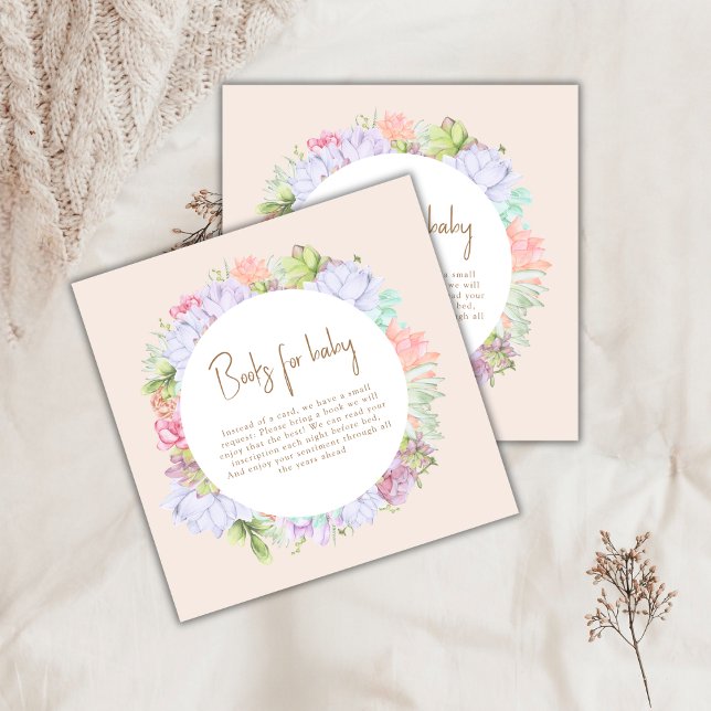 Minimal Boho Cactus Desert Books For Baby Shower  Enclosure Card (Minimal Boho Cactus Desert Books For Baby Shower Enclosure Card)