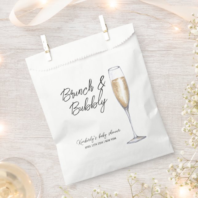 Minimal Boho Champagne Brunch Bubbly Baby Shower  Favour Bag (Clipped)