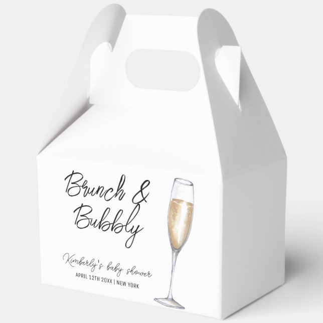 Minimal Boho Champagne Brunch Bubbly Baby Shower  Favour Box (Back)