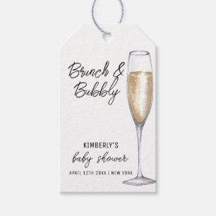 Minimal Boho Champagne Brunch Bubbly Baby Shower Gift Tags