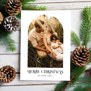 Minimal Boho Chic Merry Christmas Arch Photo Holiday Card