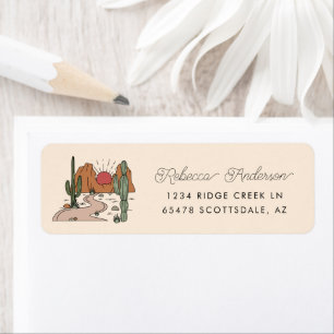 Minimal Boho Desert Script Return Address Label