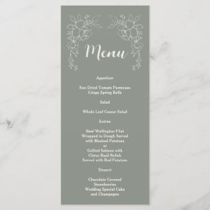Minimal Boho Elegant Sage Green Simple Wedding  Menu