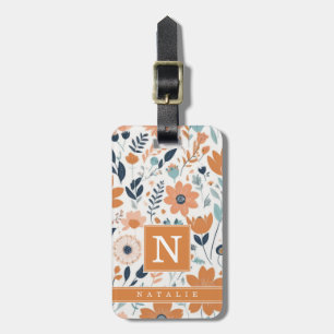 Minimal Boho Flowers Background Luggage Tag