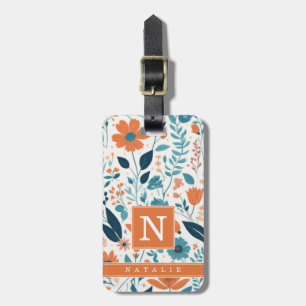 Minimal Boho Flowers Background Luggage Tag