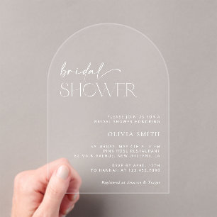Minimal Boho, Minimalist, Modern Bridal Shower Acrylic Invitations