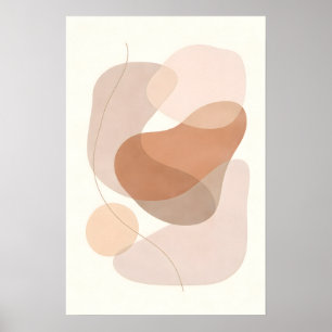 Minimal Boho Modern Neutral Abstract Shapes Poster
