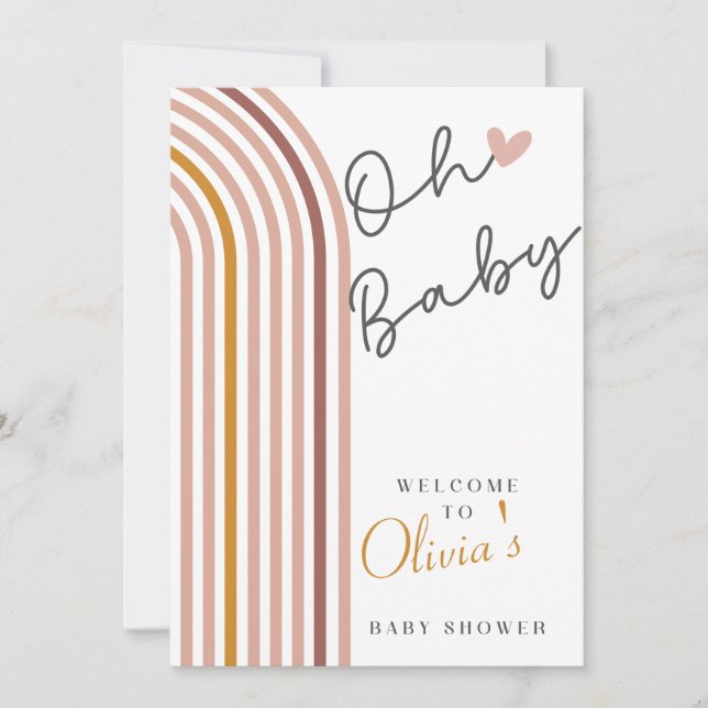 Minimal Boho Rainbow Baby Shower sign Invitation (Front)