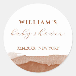 Minimal Boho Terracotta Ombre Desert Baby Shower Classic Round Sticker
