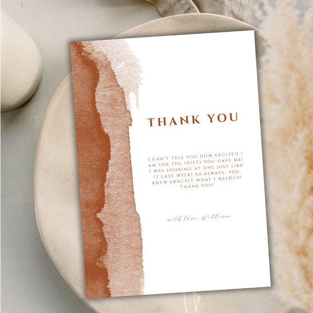 Minimal Boho Terracotta Ombre Desert Baby Shower  Thank You Card (Minimal Boho Terracotta Ombre Desert Baby Shower Thank You Card)