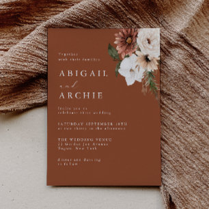 Minimal Boho Terracotta Wedding  Invitation