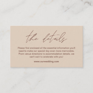 Minimal Boho Wedding Details Enclosure Card