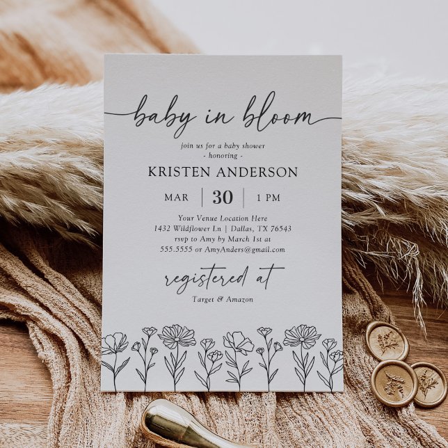 Minimal Boho Wildflower Baby Shower Invitation (Creator Uploaded)