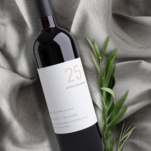 Minimal Bold Dusky Blush Any Year Anniversary Wine Label