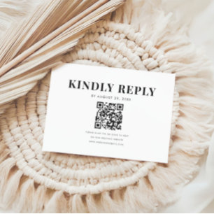 Minimal Bold Elegant QR Code Wedding RSVP Card