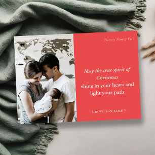 Minimal Bold Festive 1 Photo Red Christmas Spirit Holiday Card