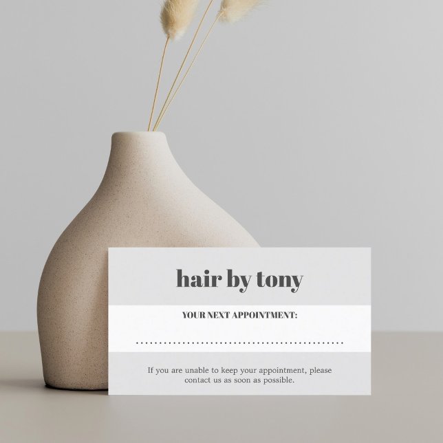 Minimal Bold Light Grey White Salon Appointment Card (Creator Uploaded)