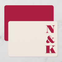 Minimal Bold Monogram Christmas Red Wedding Names